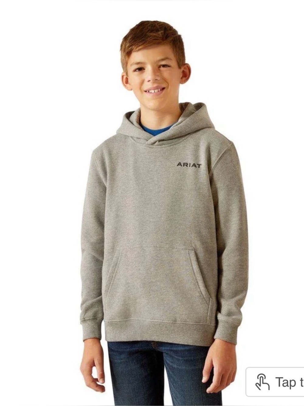 ARIAT Bold Hex Hoodie in Heather Grey - M (10-12)